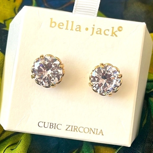 Brand New Bella Jack Cubic Zirconia Large Half Inch Studs Sparkly Post Earrings - Picture 6 of 16